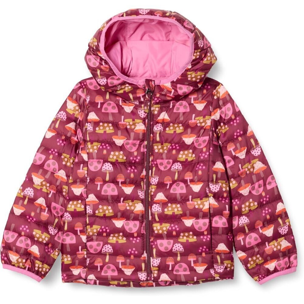 🆕Girls Burgundy Lightweight Water Resistant Hooded Puffer Jacket Winter Coat